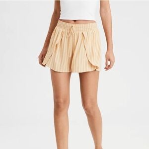 American Eagle Flowy Lightweight Striped Shorts Mustard Yellow Spring Summer